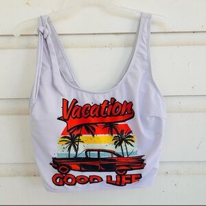 XL Tripical Vacation Good Life crop swim top